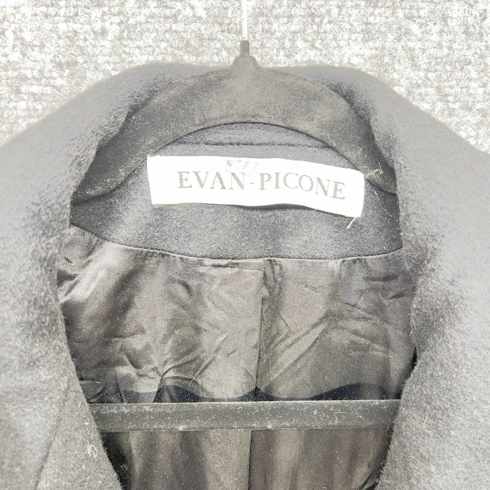Vintage Evan Picone Black Wool Blend‎ Coat Size 12 Alpaca Mohair Minimalist